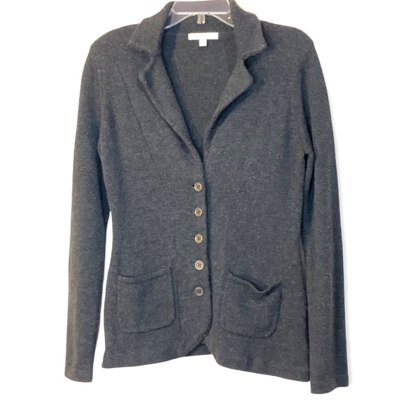 CAbi charcoal gray collared cardigan with front pockets cotton blend size medium - Picture 1 of 7